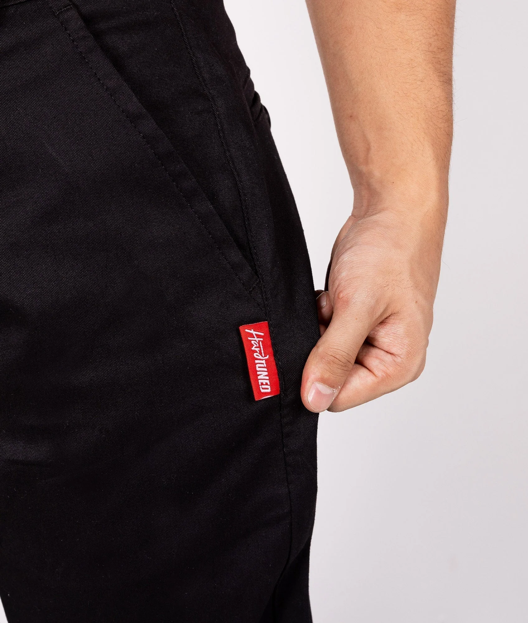HardTuned Grid Cuffed Chinos - Black - Image 5