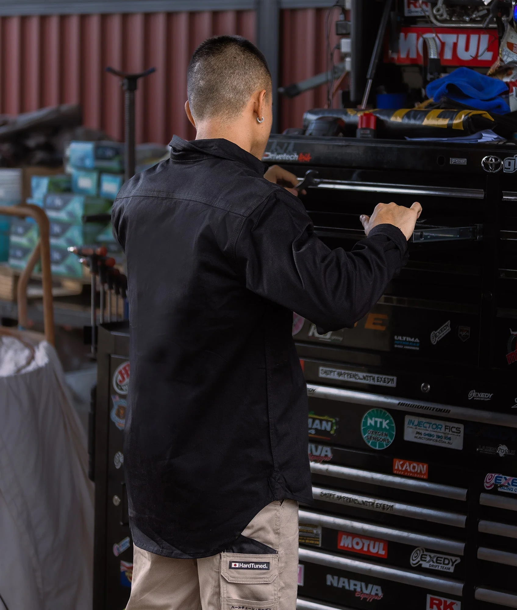Long Sleeve Work Shirt - Black - Image 8
