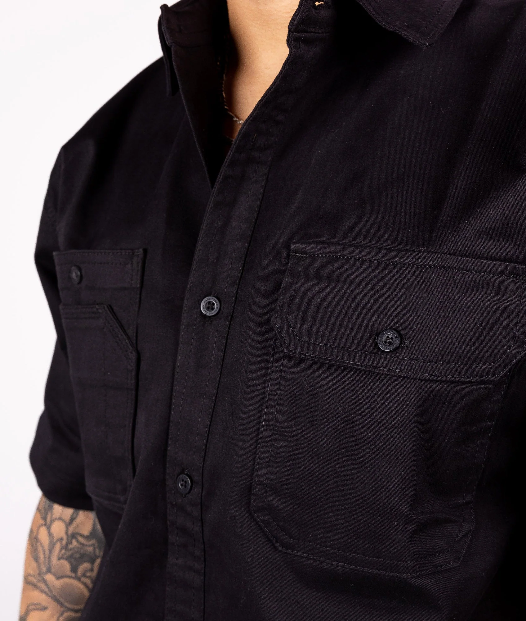 Short Sleeve Work Shirt - Black - Image 6