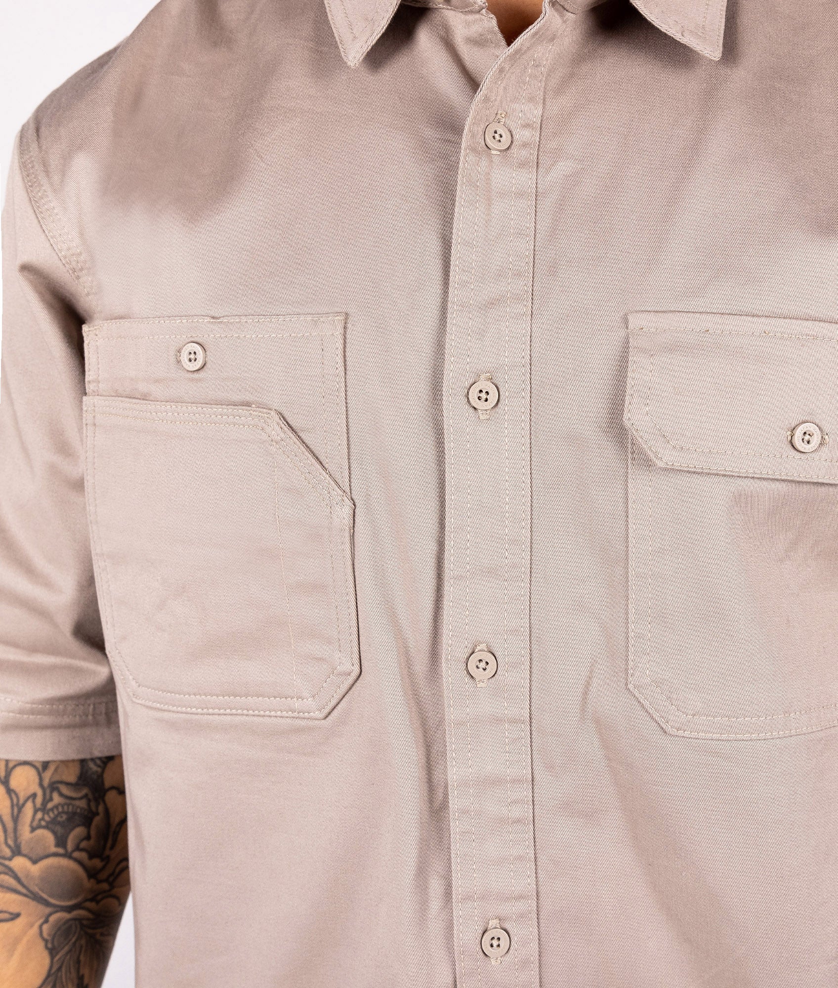 Short Sleeve Work Shirt - Tan - Image 4
