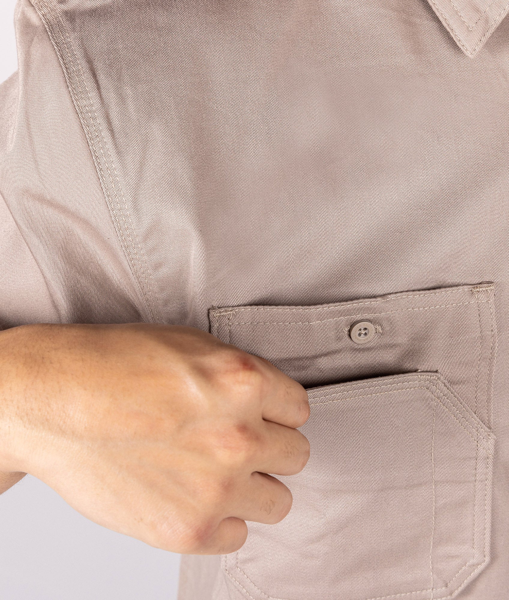 Short Sleeve Work Shirt - Tan - Image 8
