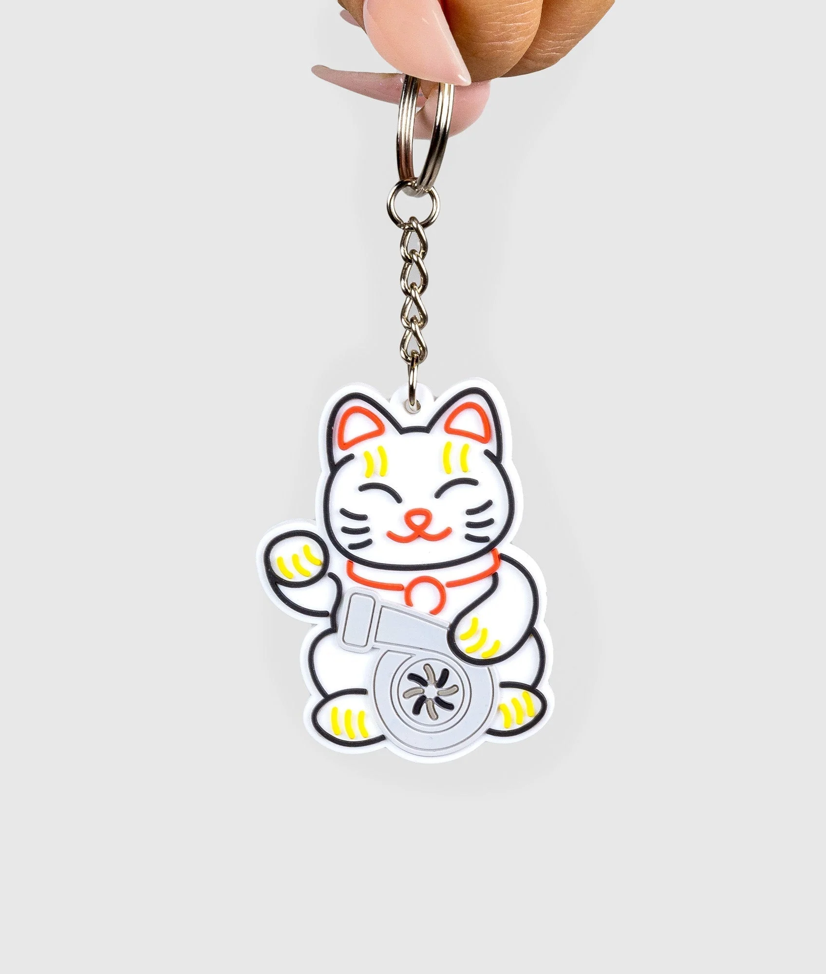 White Kitty Rubber Key Ring - Image 3