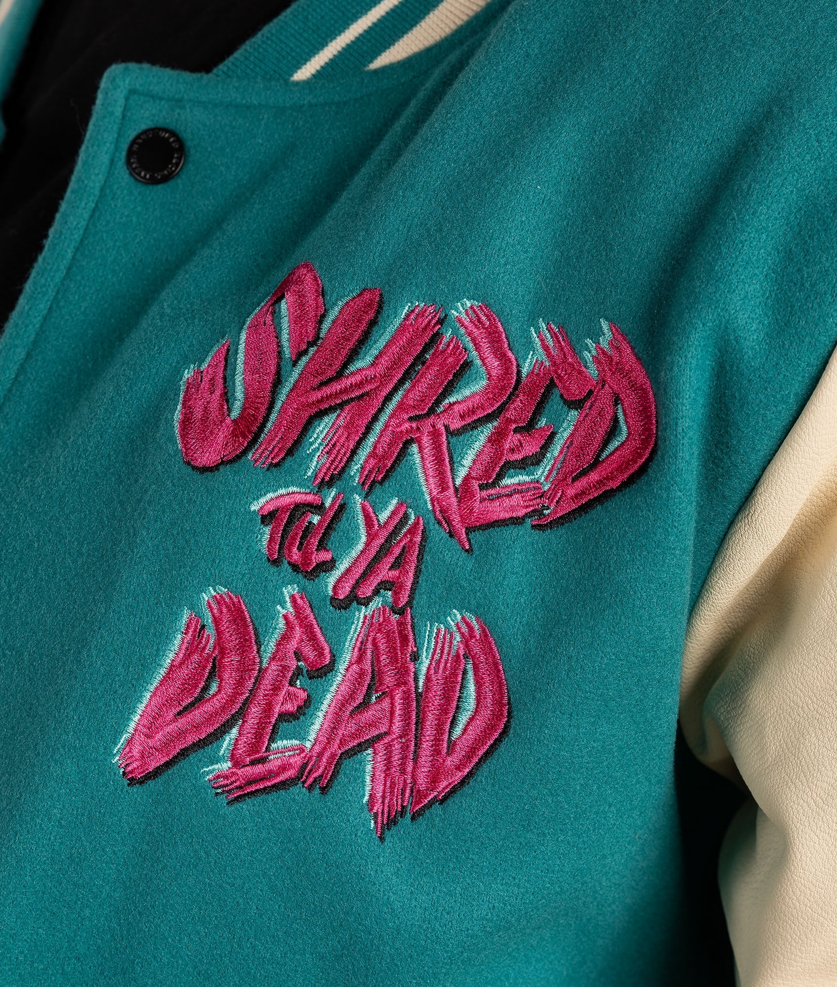 Womens Shred Til Ya Dead Varsity Jacket - Image 12